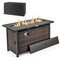 Costway 45" Propane Rattan Firepit Table with Glass Stones & Protective Cover Metal Frame